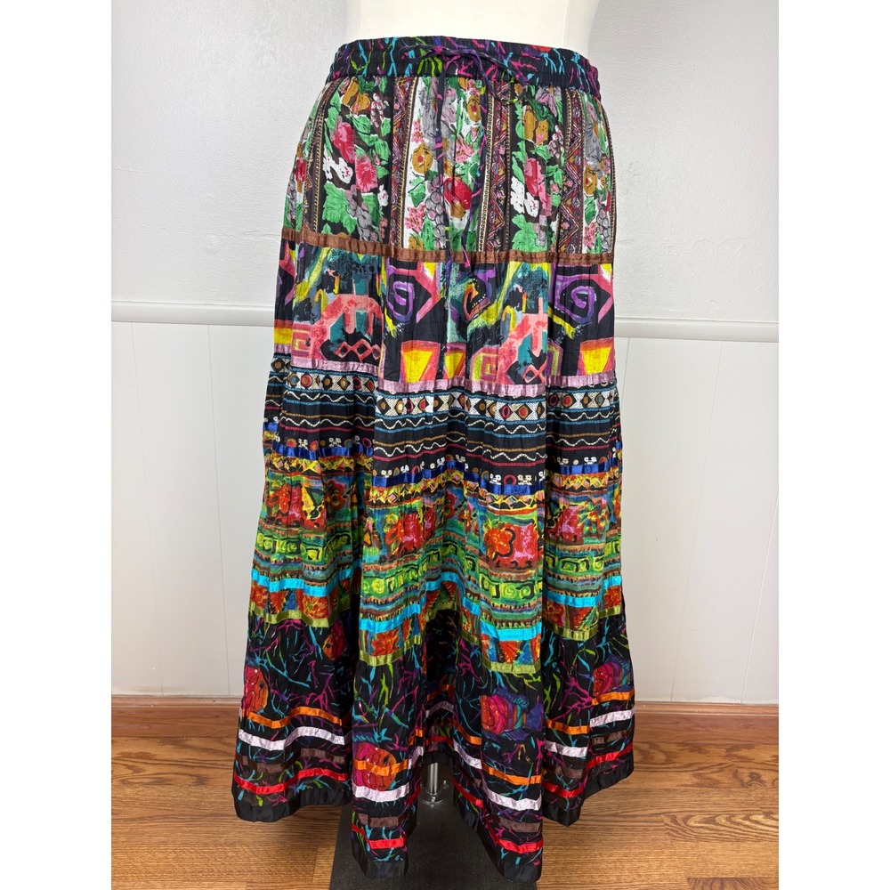 TravelSmith Fiesta Pagana Maxi Pull On Skirt Tiered Bright Size 2X Elastic Waist